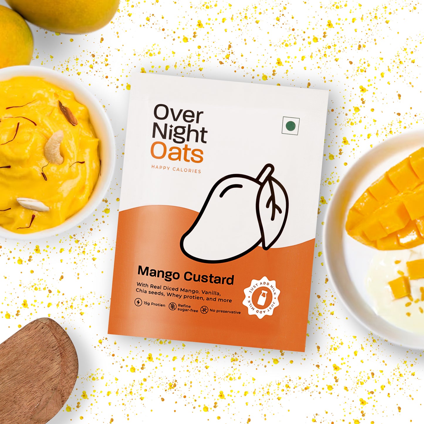 Mango Custard Flavored Oats with real fruit bite